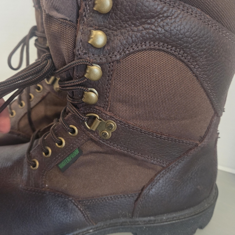 Georgia Brown Leather 8” Work Boots Mens 9 M Waterproof Lace Up Steel Toe #G107 - Picture 6 of 9